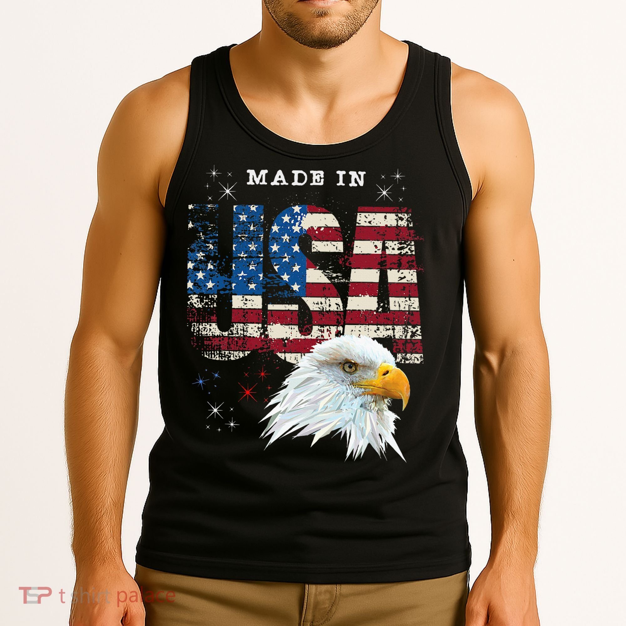 Made In Usa Patriotic American Flag Bald Eagle America Tank Top