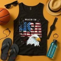 Made In Usa Patriotic American Flag Bald Eagle America Tank Top thumb 4