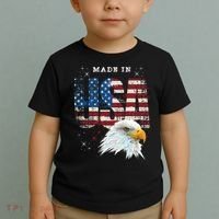 Made In Usa Patriotic American Flag Bald Eagle America Toddler T-Shirt thumb 2