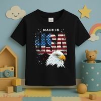 Made In Usa Patriotic American Flag Bald Eagle America Toddler T-Shirt thumb 3