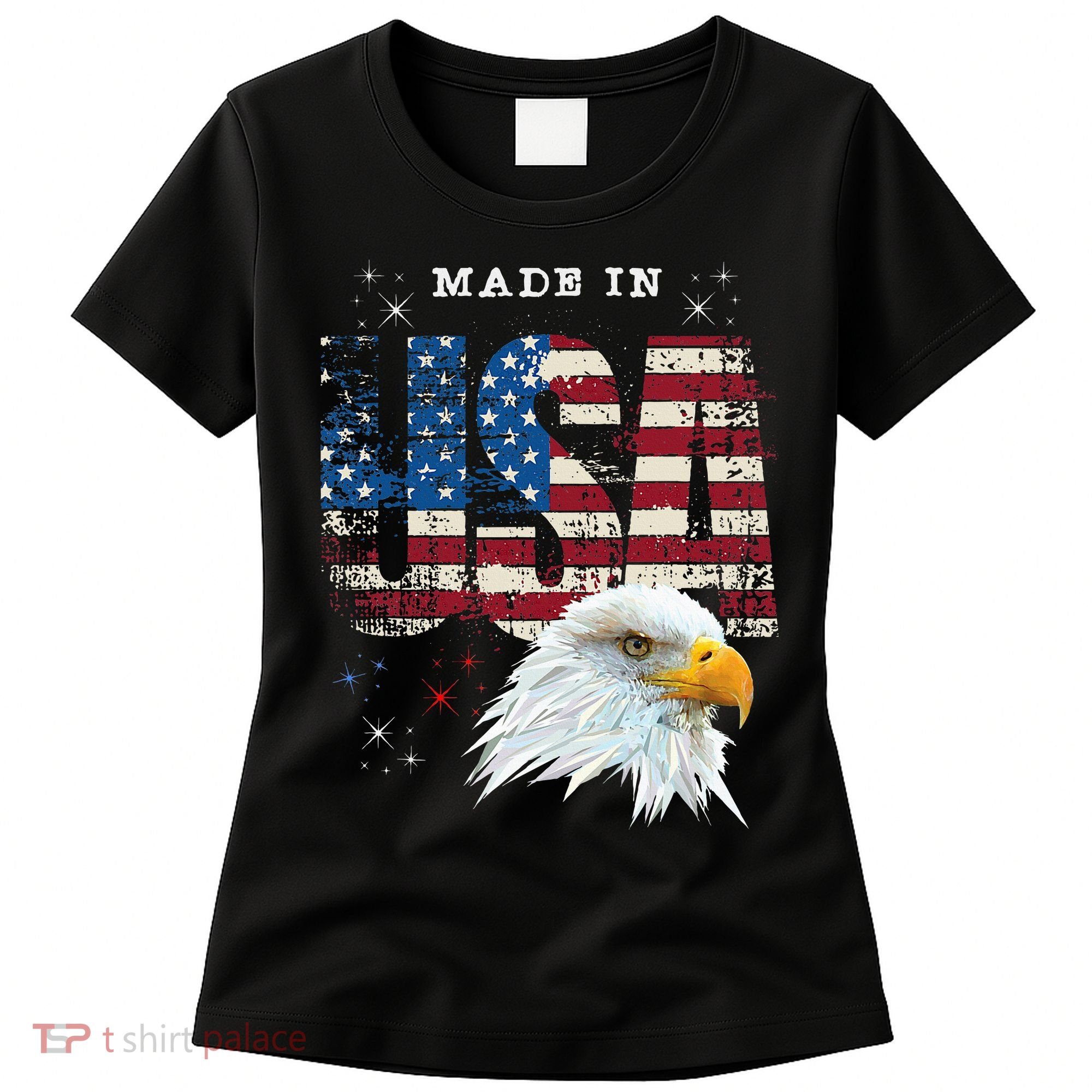 Made In Usa Patriotic American Flag Bald Eagle America Women's T-Shirt