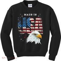 Made In Usa Patriotic American Flag Bald Eagle America Kids Sweatshirt thumb 0