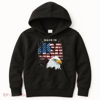 Made In Usa Patriotic American Flag Bald Eagle America Kids Hoodie thumb 0