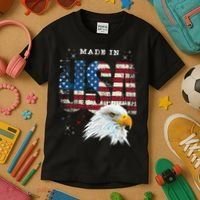 Made In Usa Patriotic American Flag Bald Eagle America Kids T-Shirt thumb 3