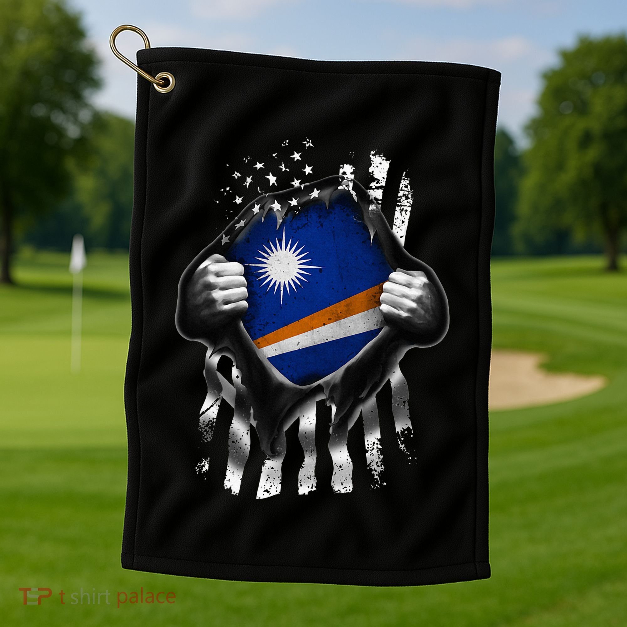 Marshall Islands Usa Flag Marshallese American Golf Towel