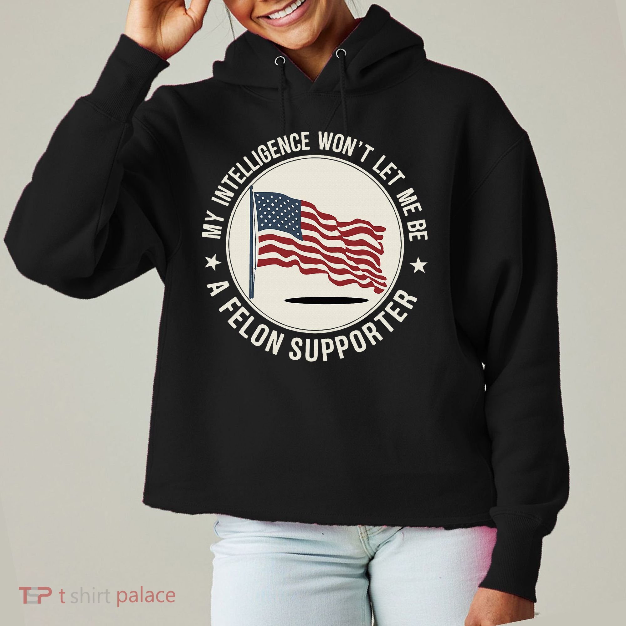 My Intelligence WonT Let Me Be A Felon Supporter Ladies Heavyweight Boxy Pullover Hoodie