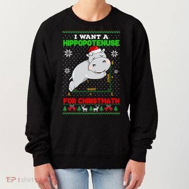 Math I Want A Hippopotenuse For Christmath Ugly Sweater Xmas Gift Women's Sweatshirt