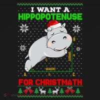 Math I Want A Hippopotenuse For Christmath Ugly Sweater Xmas Gift USA-Made Doggie Bandana thumb 2