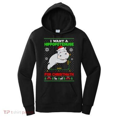 Math I Want A Hippopotenuse For Christmath Ugly Sweater Xmas Gift Women's Hoodie