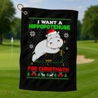 Math I Want A Hippopotenuse For Christmath Ugly Sweater Xmas Gift Golf Towel thumb 1