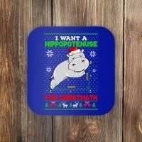 Math I Want A Hippopotenuse For Christmath Ugly Sweater Xmas Gift Coaster thumb 0