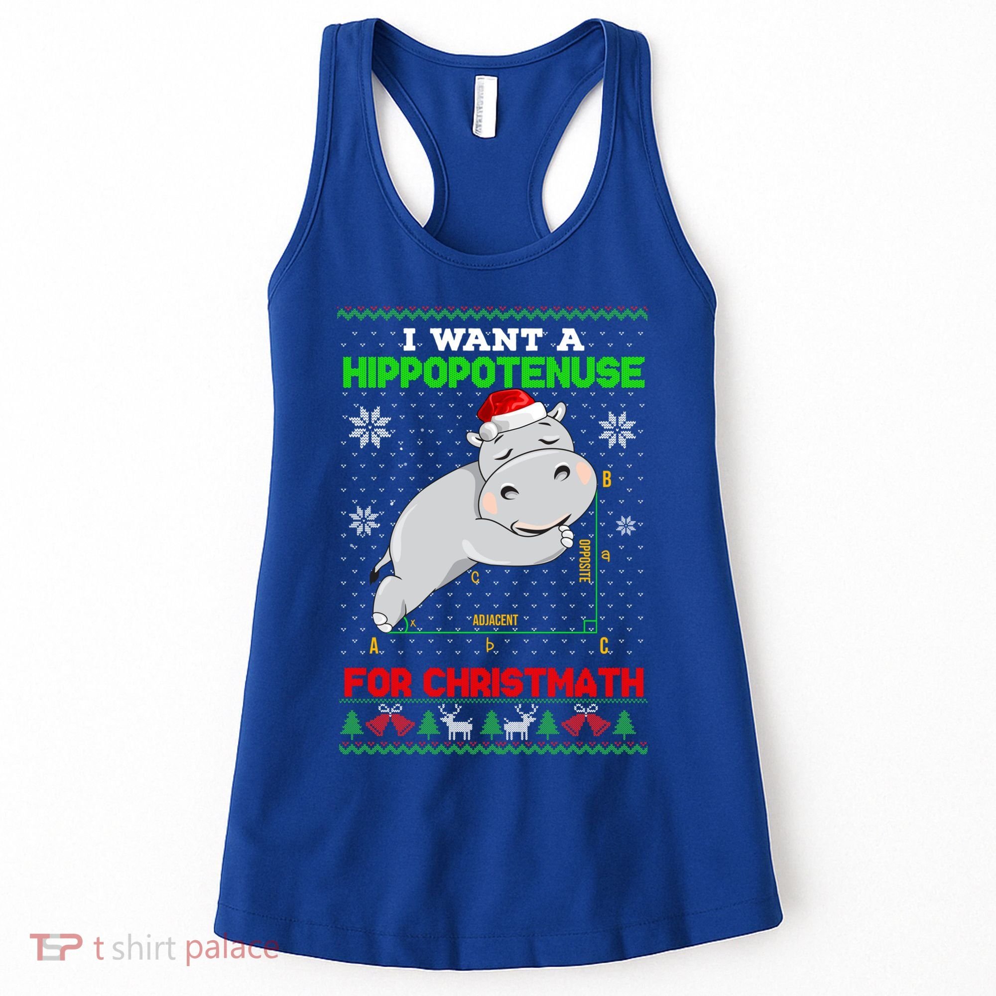 Math I Want A Hippopotenuse For Christmath Ugly Sweater Xmas Gift Women's Tank Top