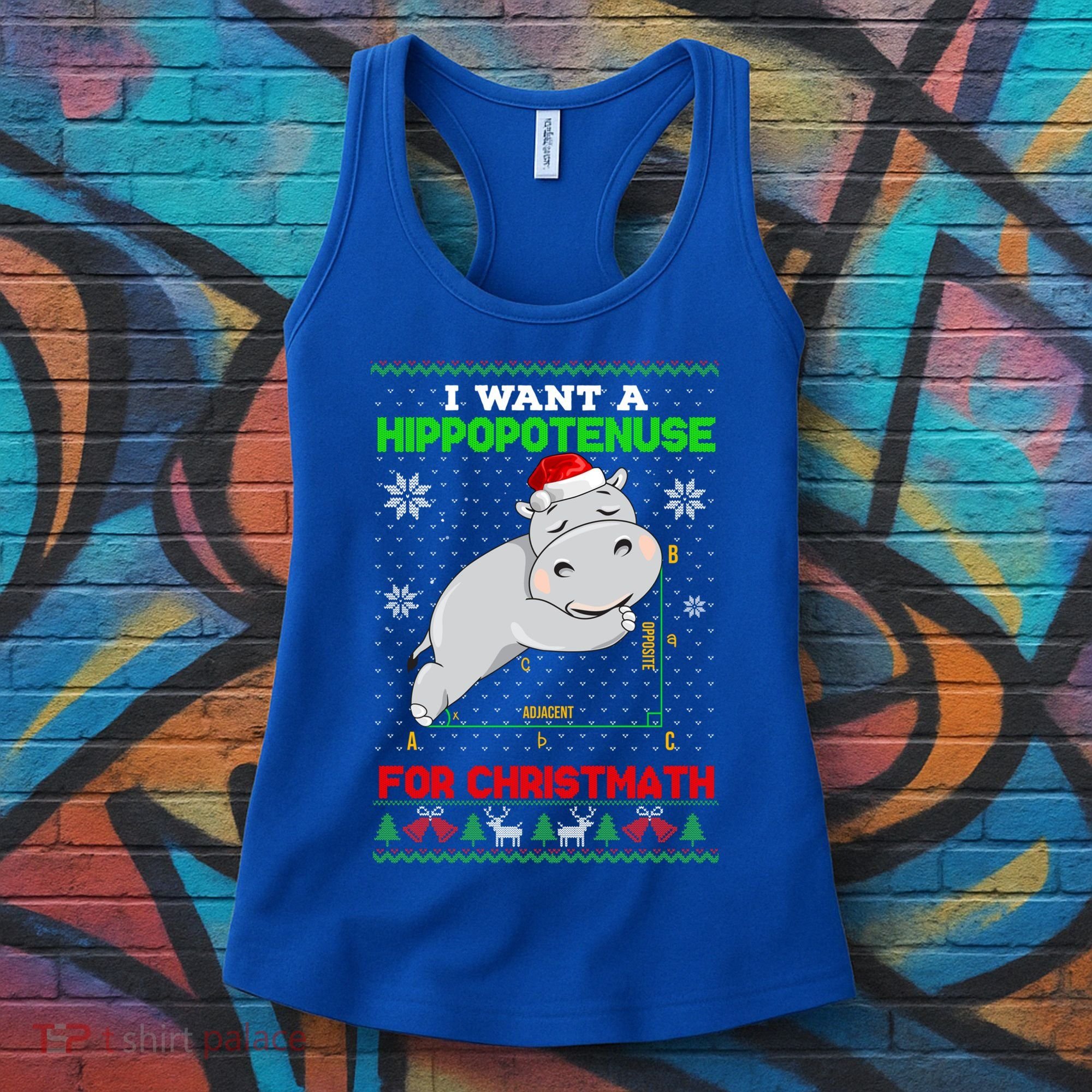 Math I Want A Hippopotenuse For Christmath Ugly Sweater Xmas Gift Women's Tank Top