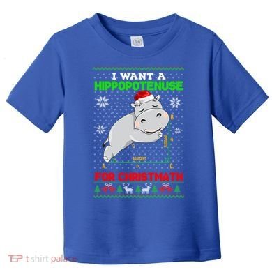 Math I Want A Hippopotenuse For Christmath Ugly Sweater Xmas Gift Toddler T-Shirt