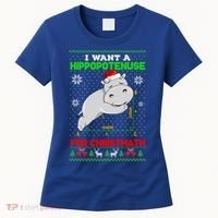 Math I Want A Hippopotenuse For Christmath Ugly Sweater Xmas Gift Women's T-Shirt thumb 0