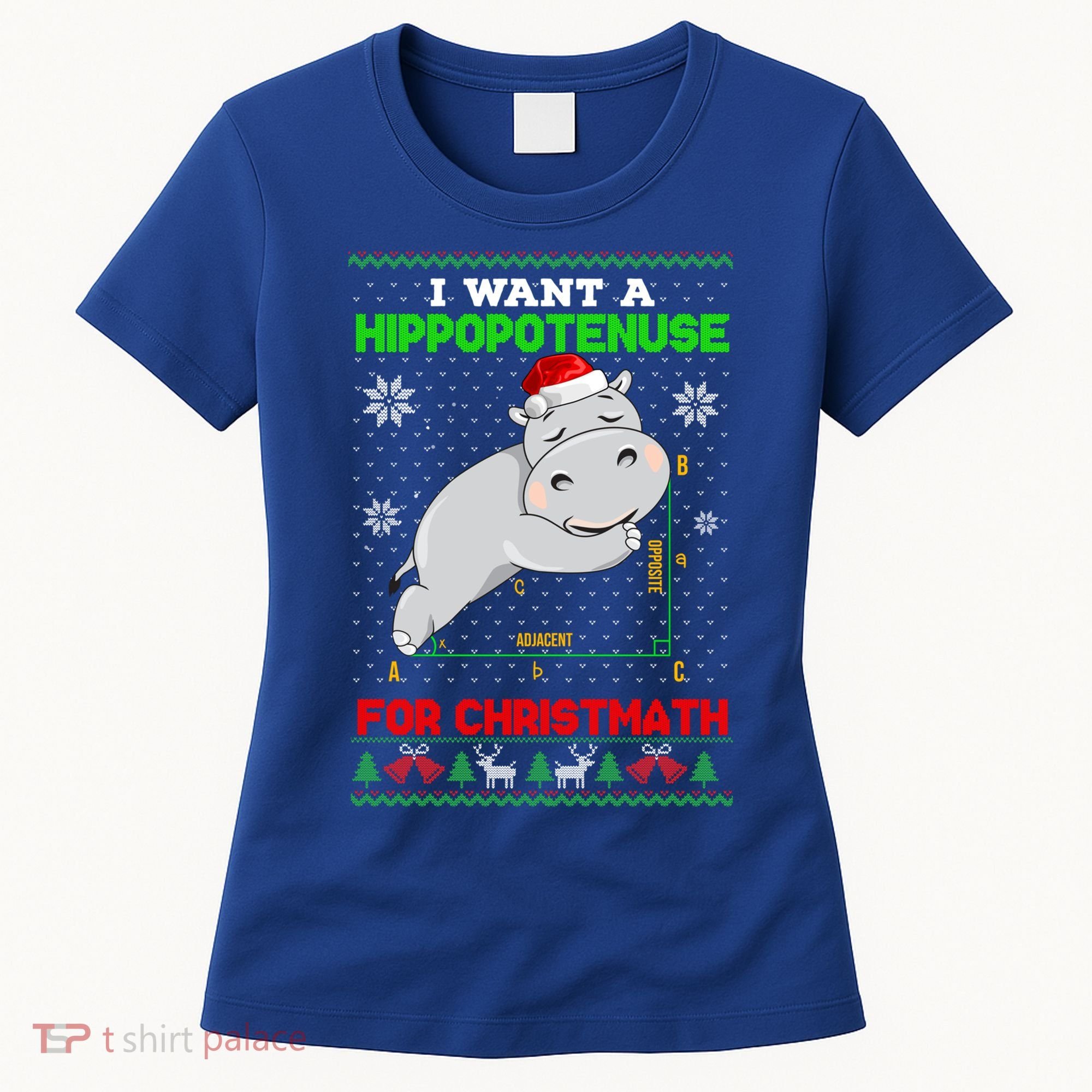 Math I Want A Hippopotenuse For Christmath Ugly Sweater Xmas Gift Women's T-Shirt