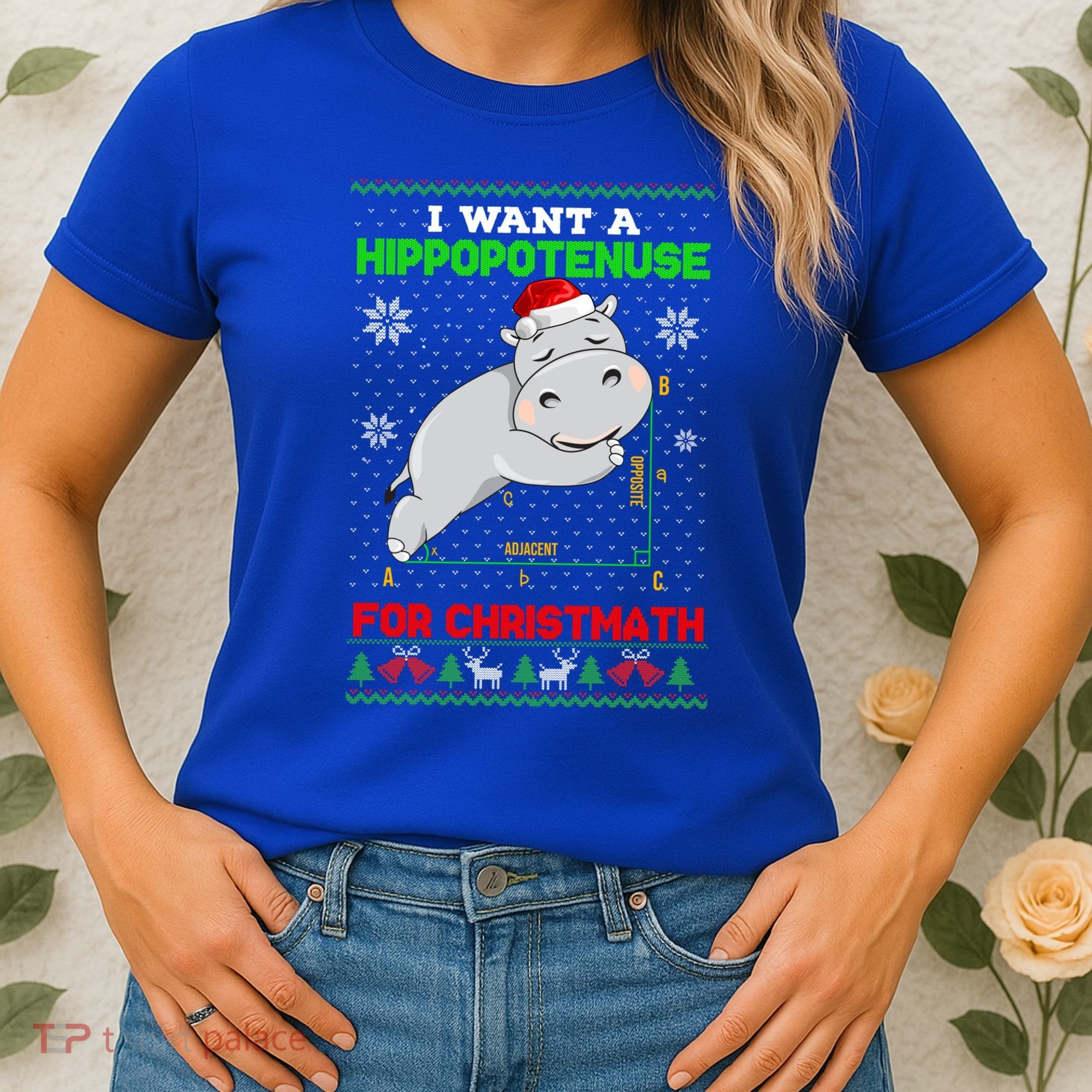 Math I Want A Hippopotenuse For Christmath Ugly Sweater Xmas Gift Women's T-Shirt