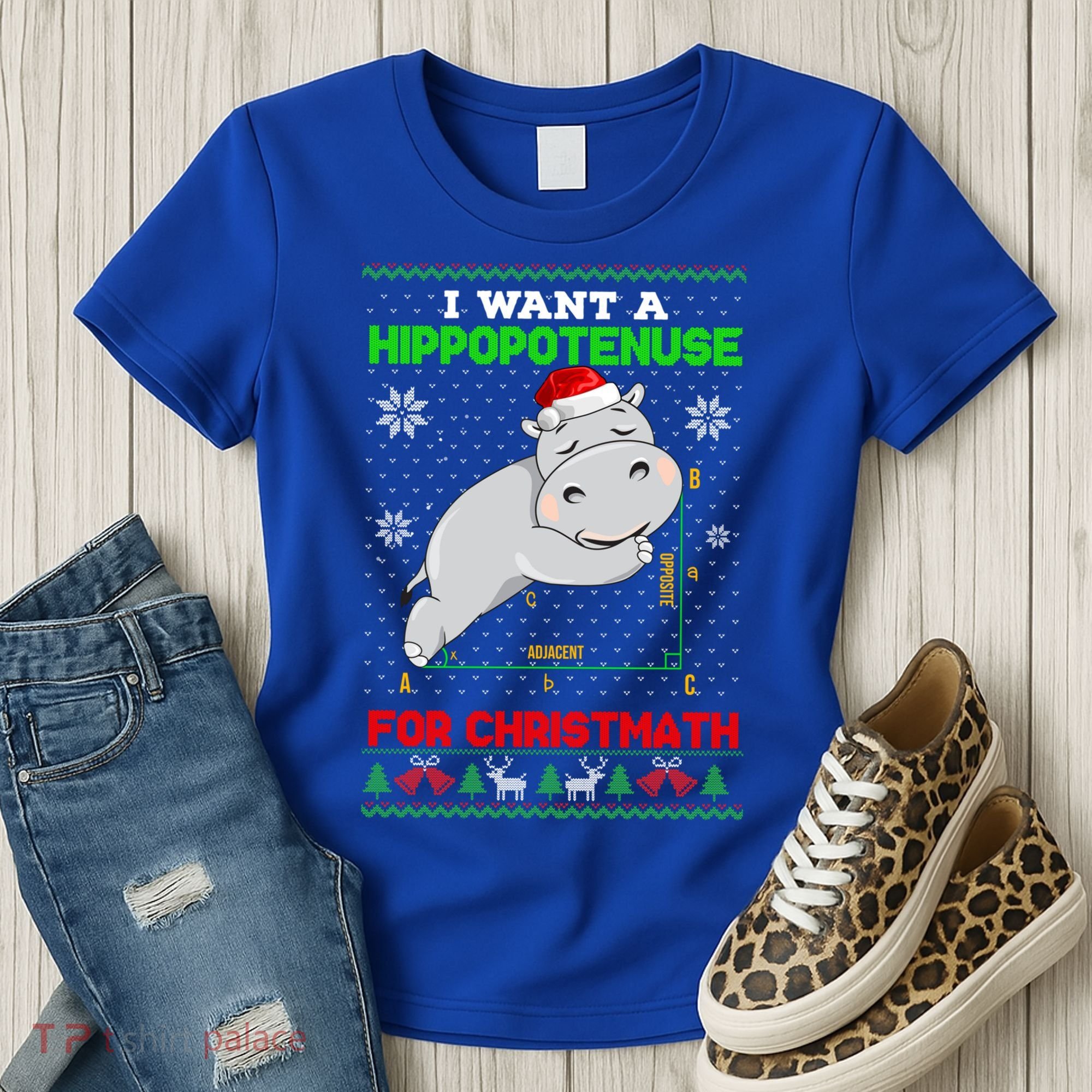 Math I Want A Hippopotenuse For Christmath Ugly Sweater Xmas Gift Women's T-Shirt