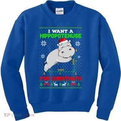 Math I Want A Hippopotenuse For Christmath Ugly Sweater Xmas Gift Kids Sweatshirt