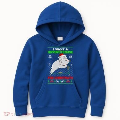 Math I Want A Hippopotenuse For Christmath Ugly Sweater Xmas Gift Kids Hoodie