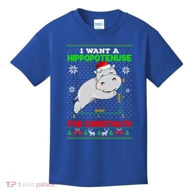 Math I Want A Hippopotenuse For Christmath Ugly Sweater Xmas Gift Kids T-Shirt