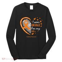 Mom I Wear Orange For My Son Leukemia Awareness Long Sleeve Shirt thumb 0