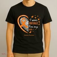 Mom I Wear Orange For My Son Leukemia Awareness T-Shirt thumb 3