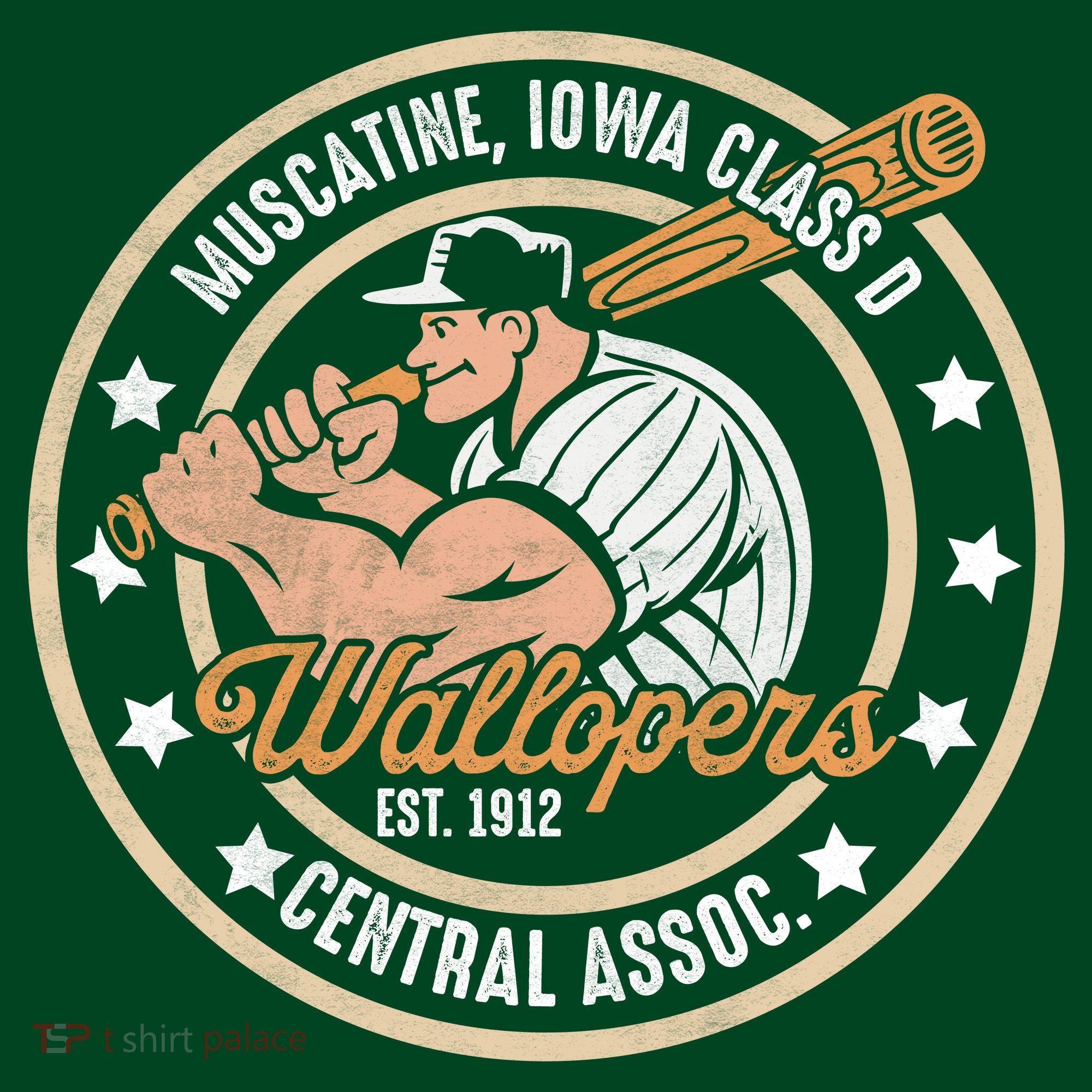 Muscatine Iowa Wallopers Baseball Heritage Vintage T-Shirt
