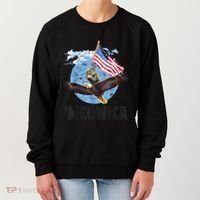 Meowica July 4h Funny Cat Bald Eagle American Flag Women's Sweatshirt thumb 0