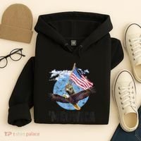 Meowica July 4h Funny Cat Bald Eagle American Flag Hoodie thumb 4