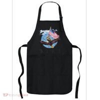 Meowica July 4h Funny Cat Bald Eagle American Flag Apron thumb 0