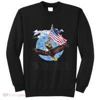 Meowica July 4h Funny Cat Bald Eagle American Flag Sweatshirt thumb 0