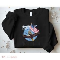 Meowica July 4h Funny Cat Bald Eagle American Flag Sweatshirt thumb 2