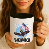 Meowica July 4h Funny Cat Bald Eagle American Flag Coffee Mug thumb 3