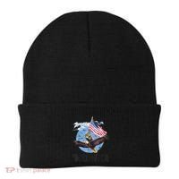 Meowica July 4h Funny Cat Bald Eagle American Flag Beanie thumb 0