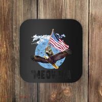 Meowica July 4h Funny Cat Bald Eagle American Flag Coaster thumb 0