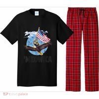 Meowica July 4h Funny Cat Bald Eagle American Flag Pajama Set thumb 0