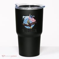 Meowica July 4h Funny Cat Bald Eagle American Flag Tumbler thumb 0