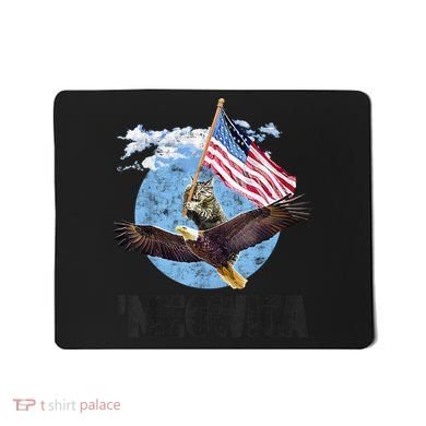 Meowica July 4h Funny Cat Bald Eagle American Flag Mousepad