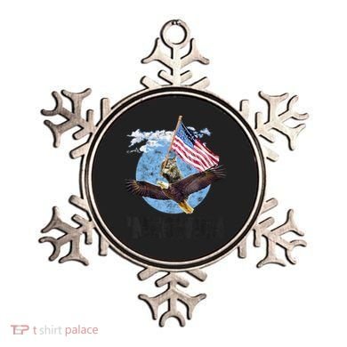 Meowica July 4h Funny Cat Bald Eagle American Flag Ornament