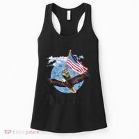 Meowica July 4h Funny Cat Bald Eagle American Flag Women's Tank Top thumb 0