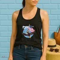 Meowica July 4h Funny Cat Bald Eagle American Flag Women's Tank Top thumb 2