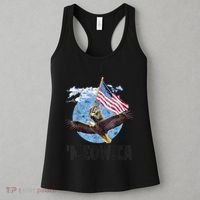Meowica July 4h Funny Cat Bald Eagle American Flag Women's Tank Top thumb 3