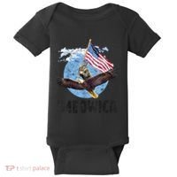 Meowica July 4h Funny Cat Bald Eagle American Flag Baby Bodysuit thumb 0