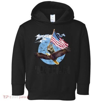 Meowica July 4h Funny Cat Bald Eagle American Flag Toddler Hoodie