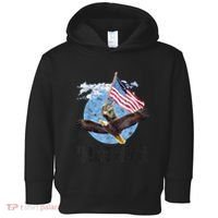 Meowica July 4h Funny Cat Bald Eagle American Flag Toddler Hoodie thumb 0