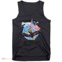 Meowica July 4h Funny Cat Bald Eagle American Flag Tank Top thumb 0