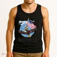 Meowica July 4h Funny Cat Bald Eagle American Flag Tank Top thumb 3