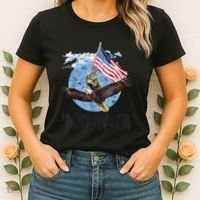 Meowica July 4h Funny Cat Bald Eagle American Flag Women's T-Shirt thumb 2