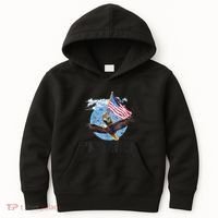 Meowica July 4h Funny Cat Bald Eagle American Flag Kids Hoodie thumb 0